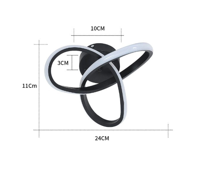 Lustra led, plafoniera led, aluminiu, 22W, 3 tipuri de lumina, diametru 24 cm, 220V, 1800Lm, negru