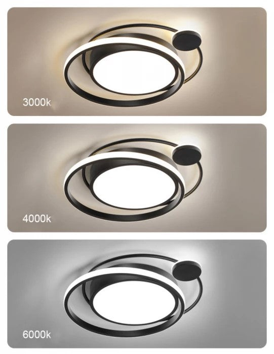 Plafoniera lustra LED, moderna, aluminiu, 3 culori, telecomanda integrata, 37X46.5 cm