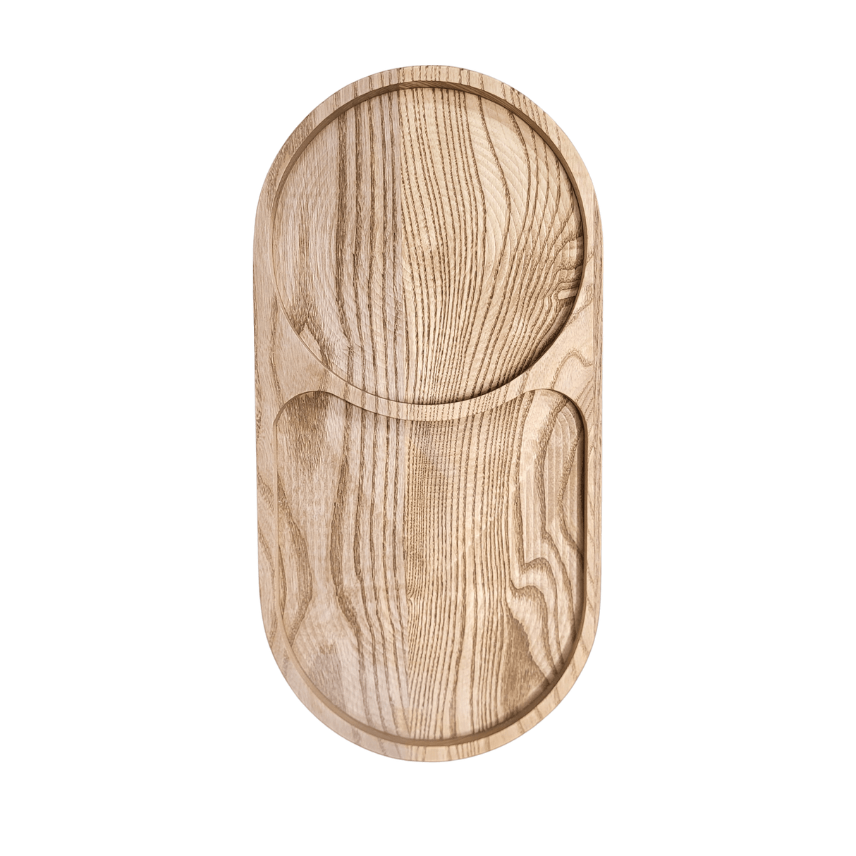 Platou Servire Frasin | 2 Compartimente | 45x22x2cm | Lemn Masiv | Ulei Natural - BUZ.RO