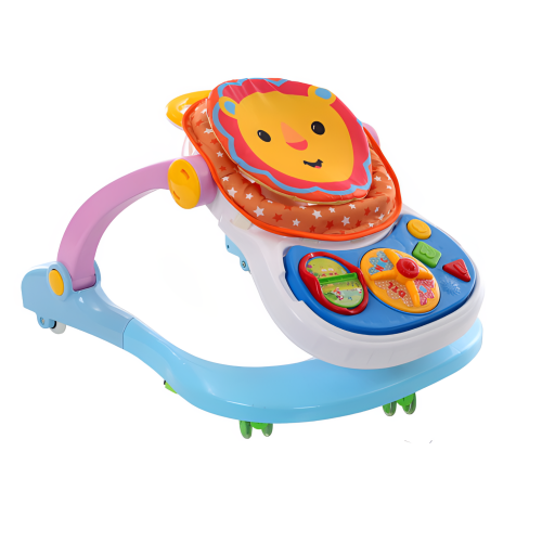 Premergator cu antepremergator 4 in 1 convertibil, centru de activitati cu lumini si sunete, cu jucarii detasabile, maner, 0-36 luni, leu, multicolor