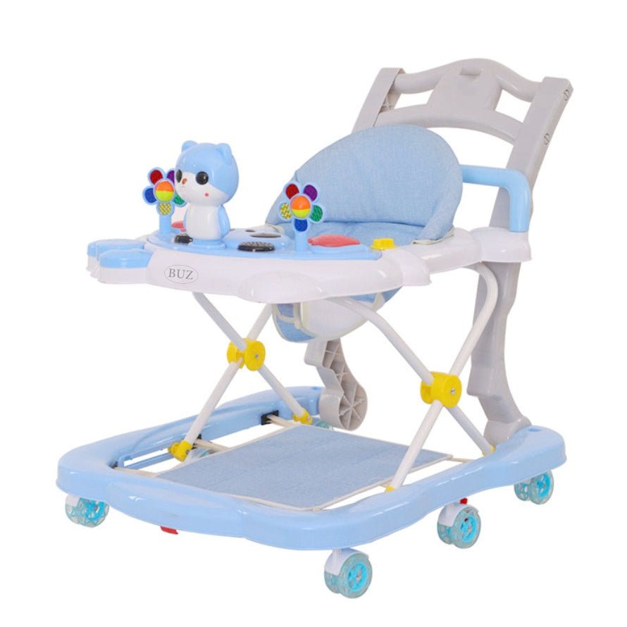 Premergator pentru bebe, cu centru activitati, muzica, lumini, reglabil, cu husa, albastru - BUZ.RO