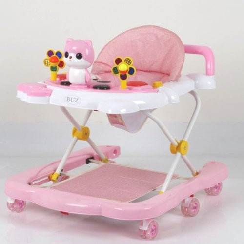 Premergator pentru bebe, cu centru activitati, muzica, lumini, reglabil, cu husa, roz - BUZ.RO