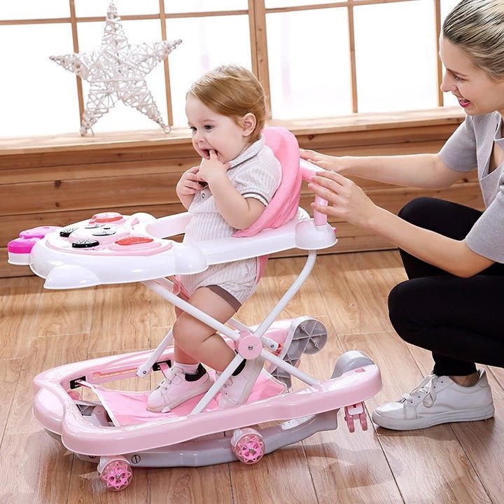 Premergator pentru bebe, cu centru activitati, muzica, lumini, reglabil, cu husa, roz - BUZ.RO
