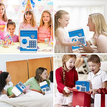 Pusculita, jucarie interactiva tip seif pentru copii albastru - BUZ.RO