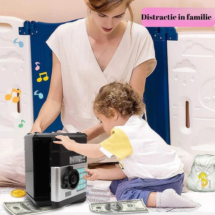 Pusculita, jucarie interactiva tip seif pentru copii albastru - BUZ.RO