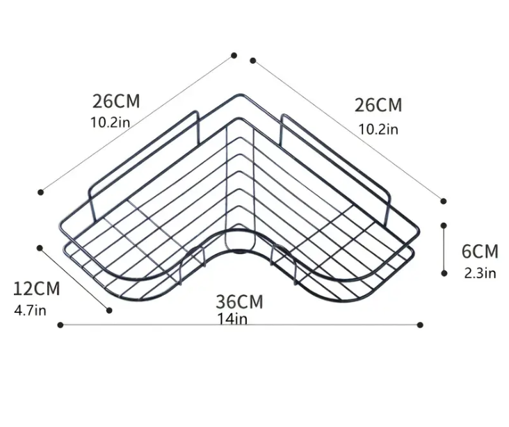 Raft de dus, tip etajera colt, organizator baie, etajera baie, coltar, din otel inoxidabil, set 2 buc
