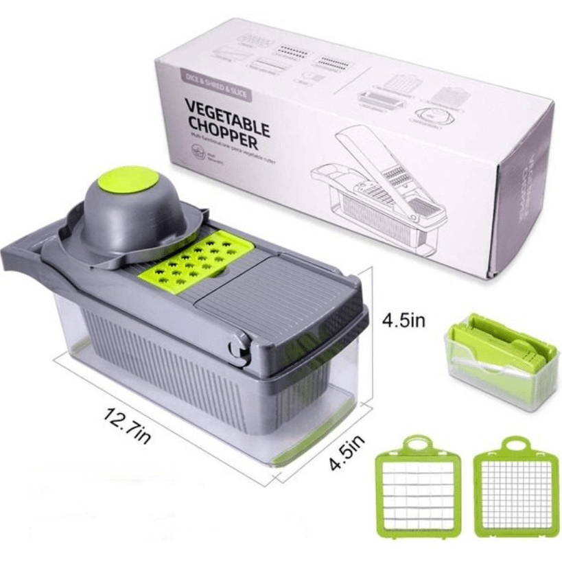 Razatoare multifunctionala, legume, fructe, 9 piese, lame inox, maner protectie - BUZ.RO