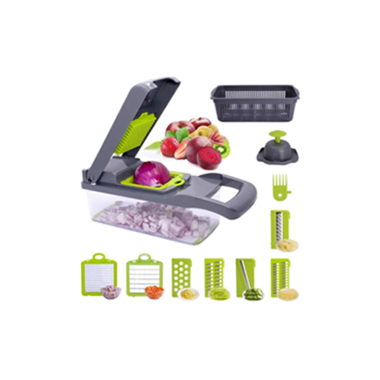 Razatoare multifunctionala, legume, fructe, 9 piese, lame inox, maner protectie