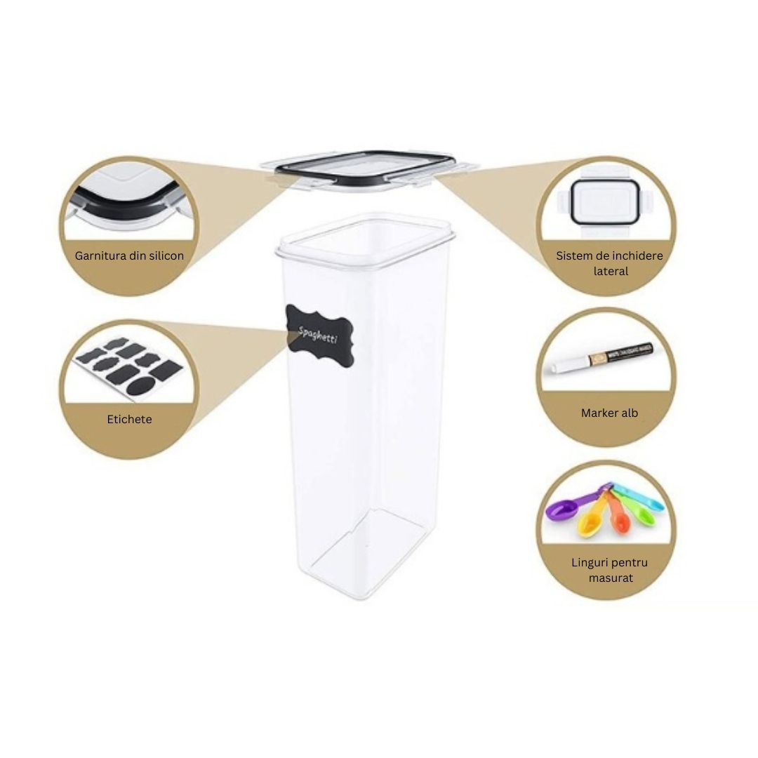 Recipiente depozitare alimente, sigure pentru masina de spalat vase, cuptorul cu microunde si congelator, plastic fara BPA, set 7