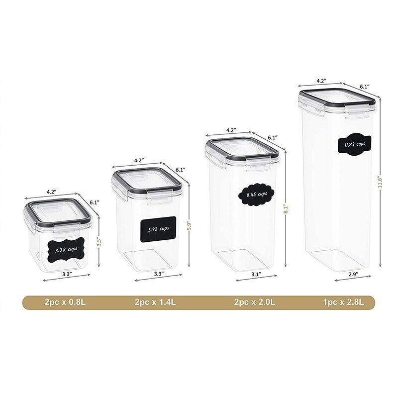 Recipiente depozitare alimente, sigure pentru masina de spalat vase, cuptorul cu microunde si congelator, plastic fara BPA, set 7 - BUZ.RO