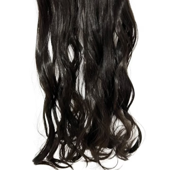 Extensii par ondulat, sintetic, cu clips, Castaniu Inchis, 60 cm