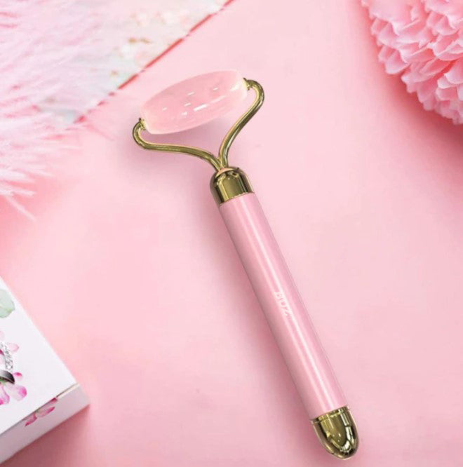 Rola Masaj Facial Electrică din Jad Roz – Lifting, Detoxifiere, Fermitate