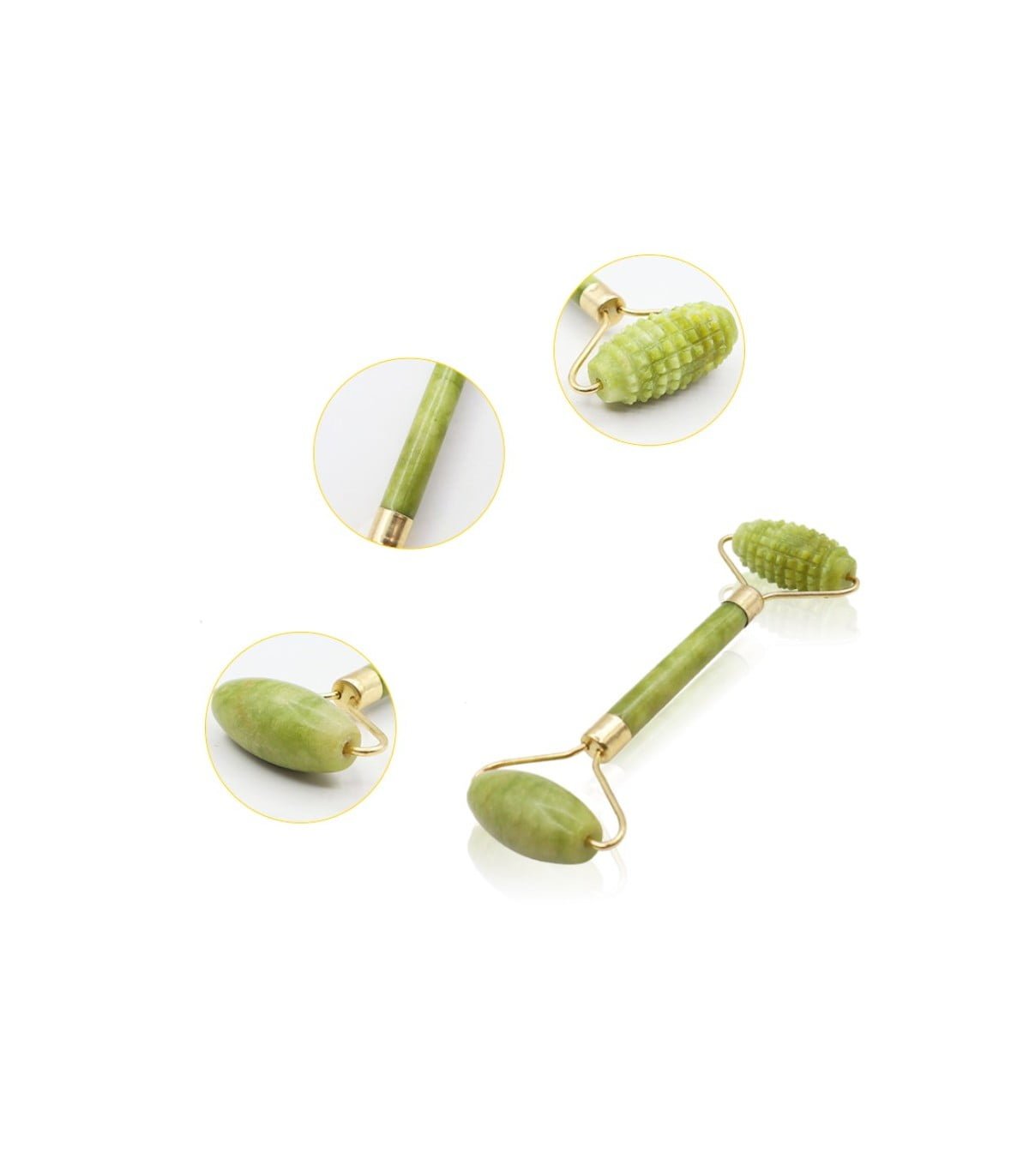 Rola masaj facial antirid, anticearcane, lifting, jad natural, aparat electric, gua sha, verde, 145 mm - BUZ.RO