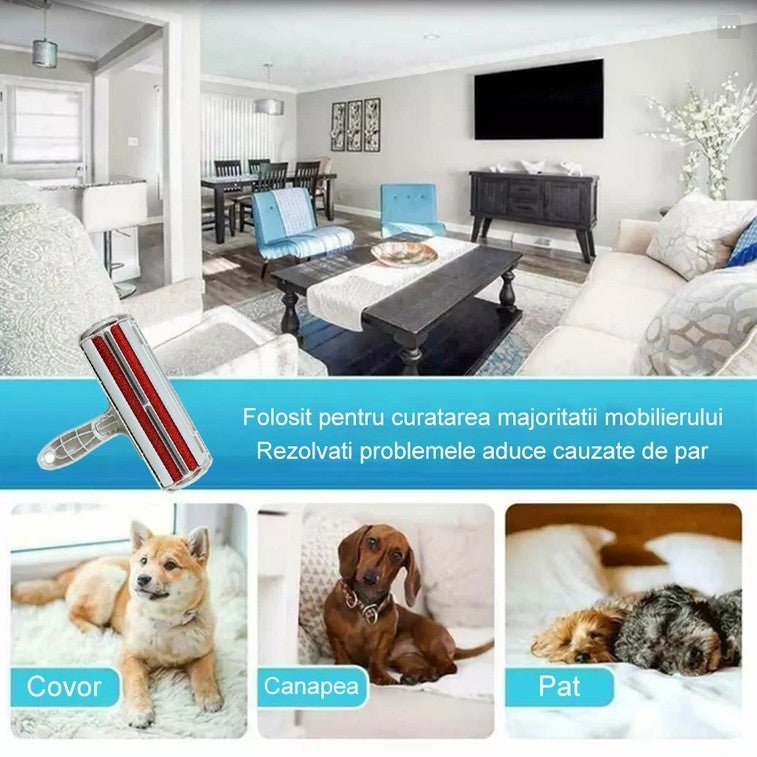 Rola pentru indepartarea scamelor si parului de animale, bidirectionala, rosu - BUZ.RO