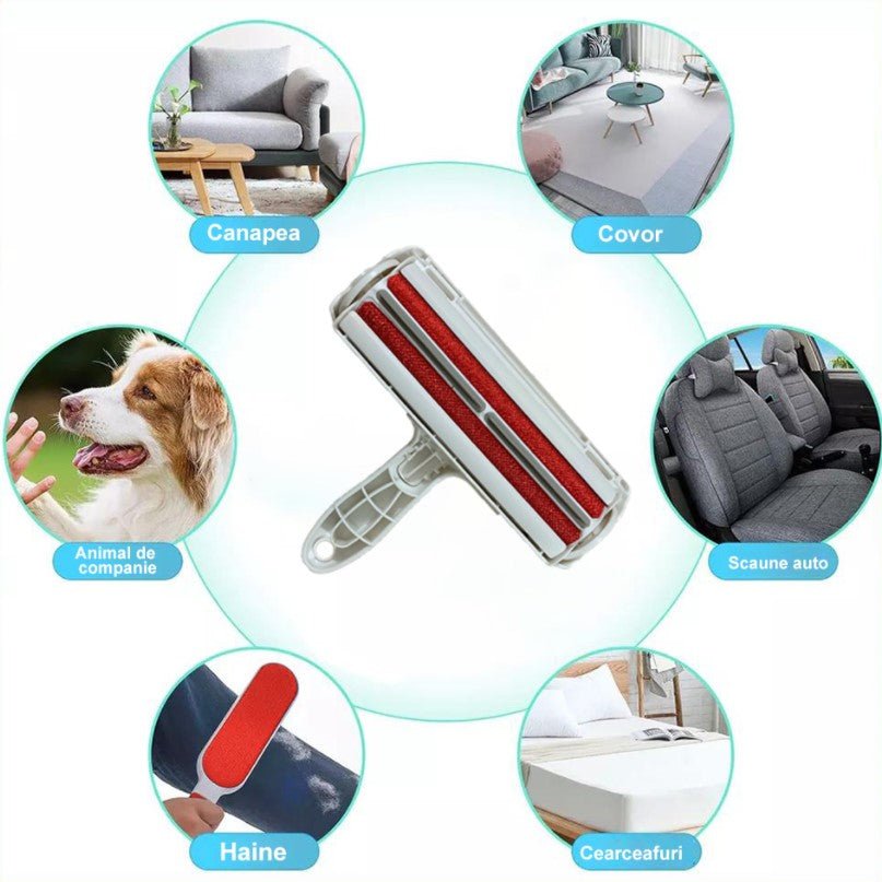 Rola pentru indepartarea scamelor si parului de animale, bidirectionala, rosu - BUZ.RO