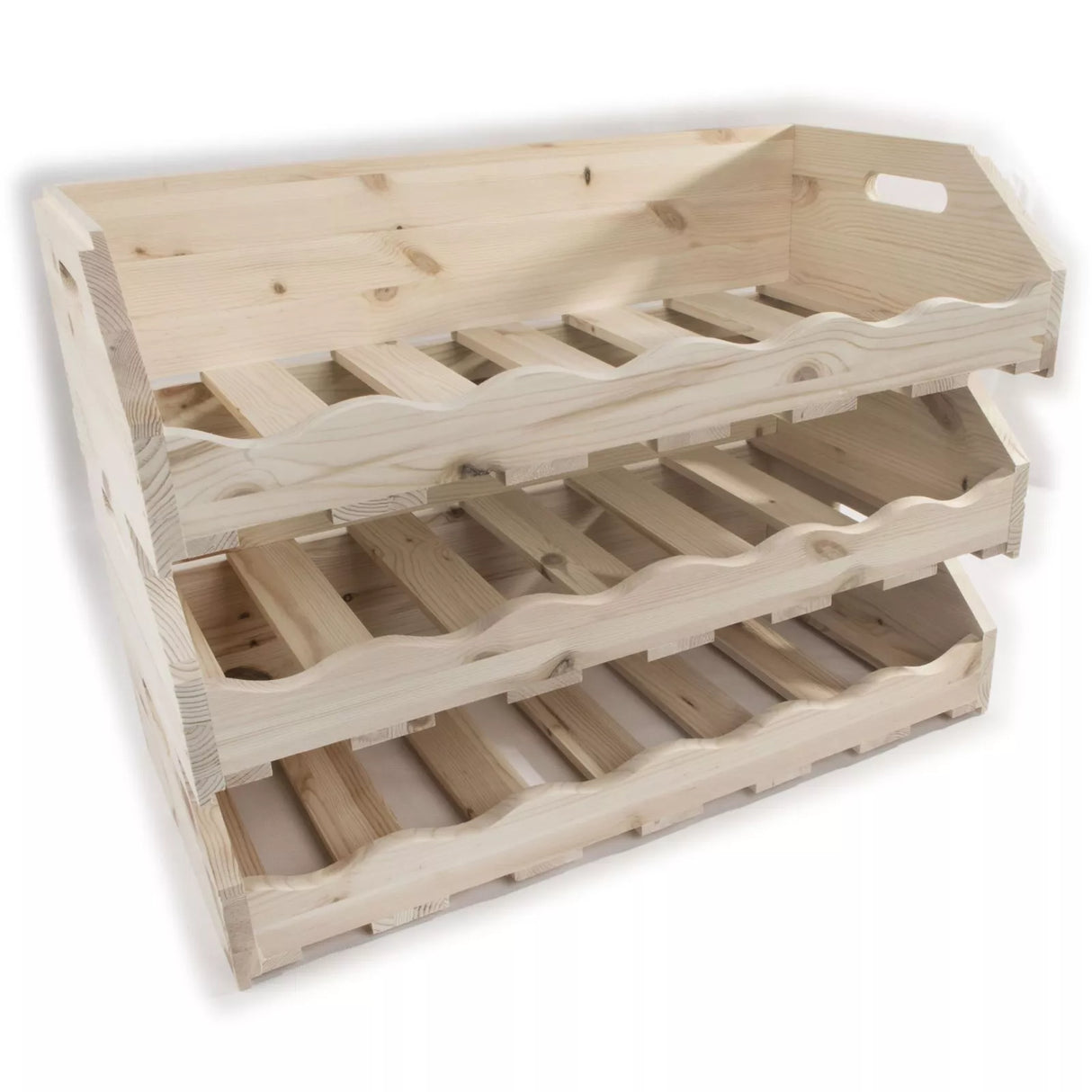 Suport sticle vin, raft vin, din lemn, rezistent, stivuibil pt casa sau beci