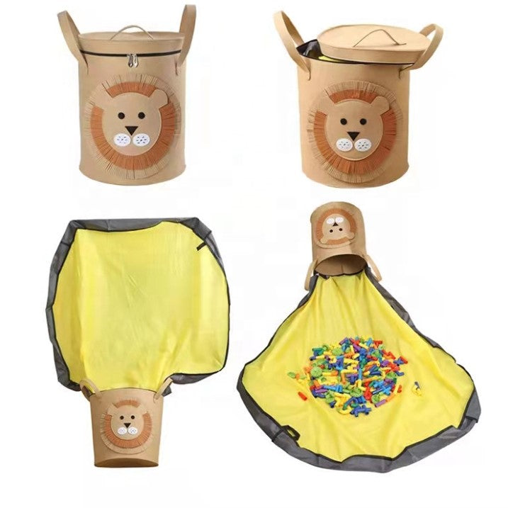 Sac 2in1 multifunctional, pentru depozitare si transport jucarii, diametru 150 cm, model leu