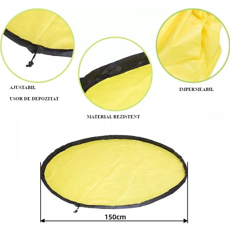 Sac 2in1 multifunctional, pentru depozitare si transport jucarii, diametru 150 cm, model leu