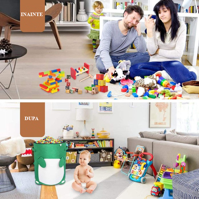 Sac 2in1, pentru depozitare si transport jucarii, diametru 150 cm, model  dinozaur