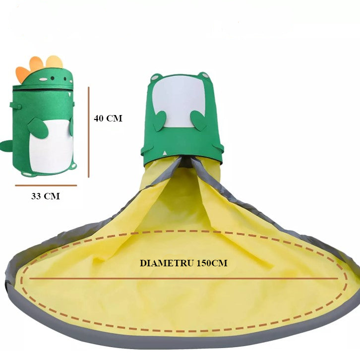 Sac 2in1, pentru depozitare si transport jucarii, diametru 150 cm, model  dinozaur