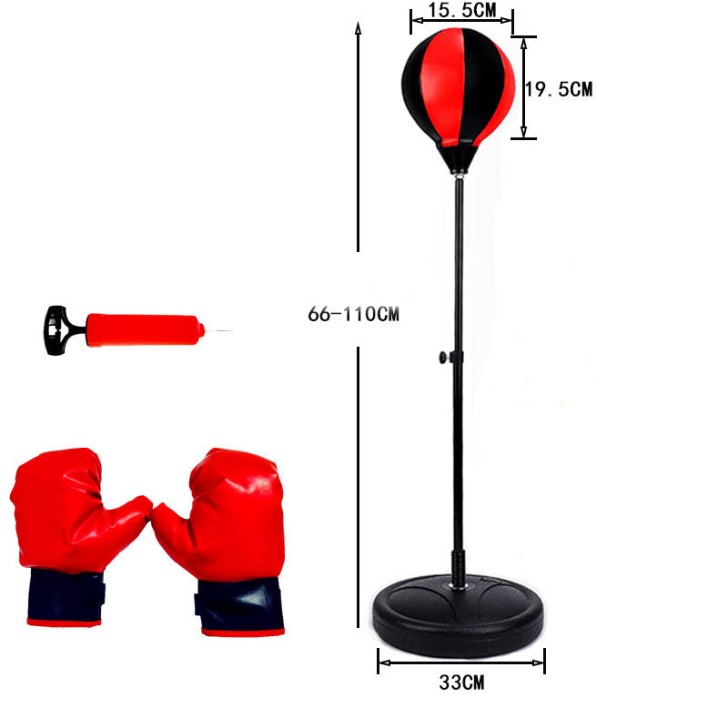 Sac de box copii, manusi incluse, inaltime ajustabila, picior metalic, pompa inclusa, suport cu apa sau nisip