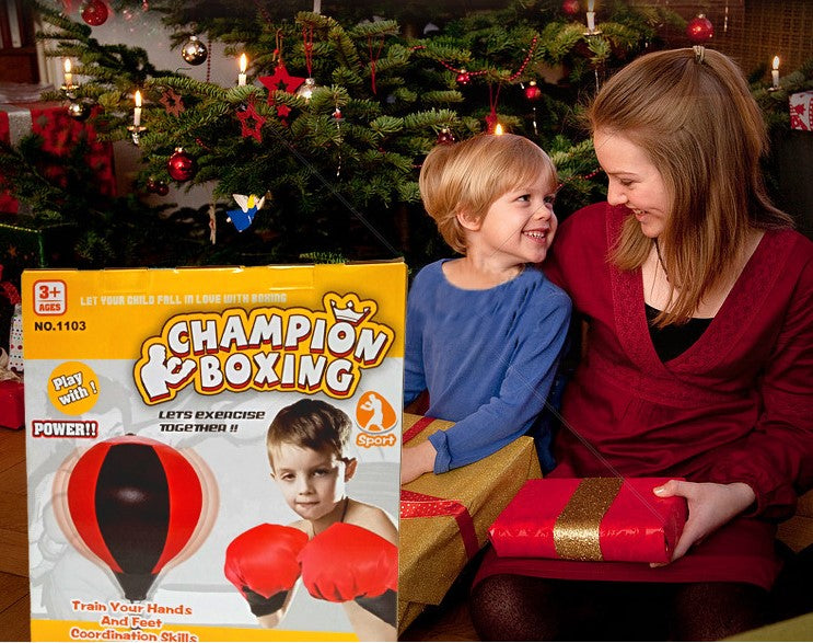 Sac de box copii, manusi incluse, inaltime ajustabila, picior metalic, pompa inclusa, suport cu apa sau nisip