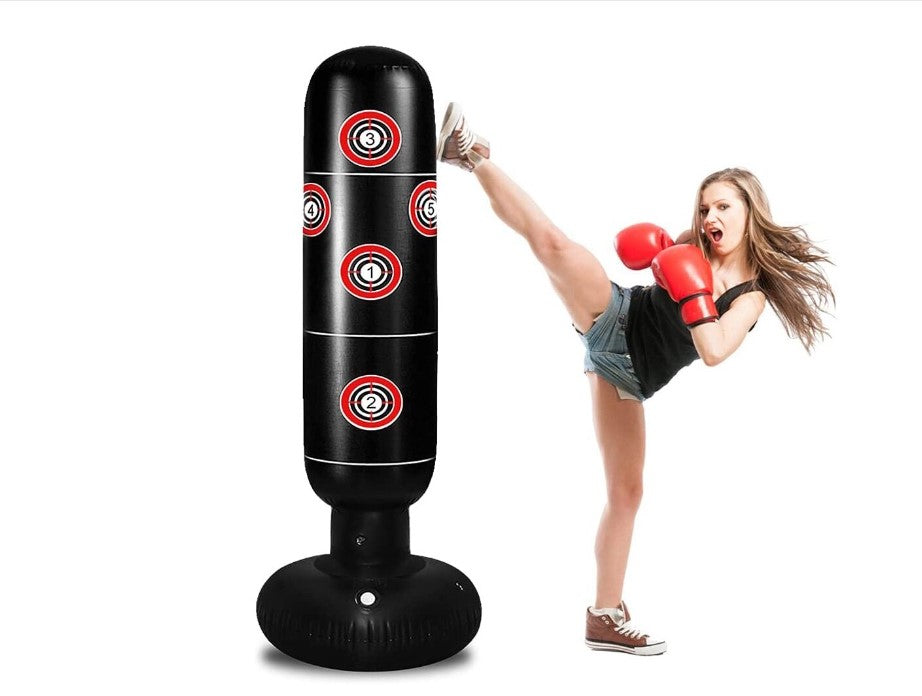 Sac de box copii, manusi incluse, inaltime ajustabila, picior metalic, pompa inclusa, suport cu apa sau nisip JU-41