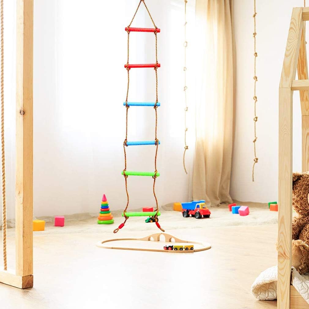 Scara de catarat pentru copii cu 6 trepte colorate cu centura si carlige incluse, max 80kg - BUZ.RO