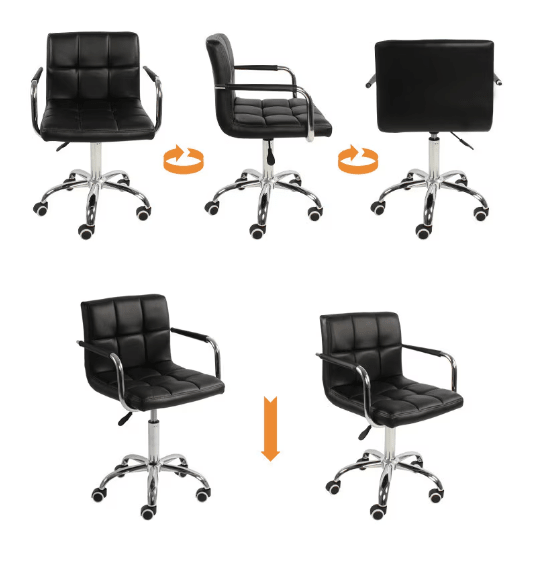 Scaun birou ergonomic cu roți, reglabil pe înălțime 43–53 cm, negru, 103x42 cm - BUZ.RO