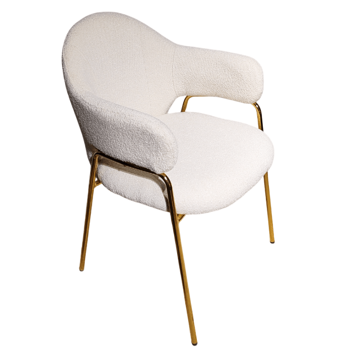 Scaun bucatarie, scaun bar, scaun dining, scaun tapitat, cadru metalic, perna burete, elegant, ergonomic 55 X 78 cm, alb - BUZ.RO