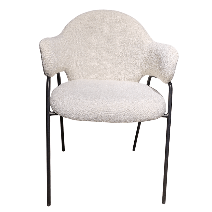 Scaun bucatarie, scaun bar, scaun dining, scaun tapitat, cadru metalic, perna burete, elegant, ergonomic 55 X 78 cm, alb - BUZ.RO