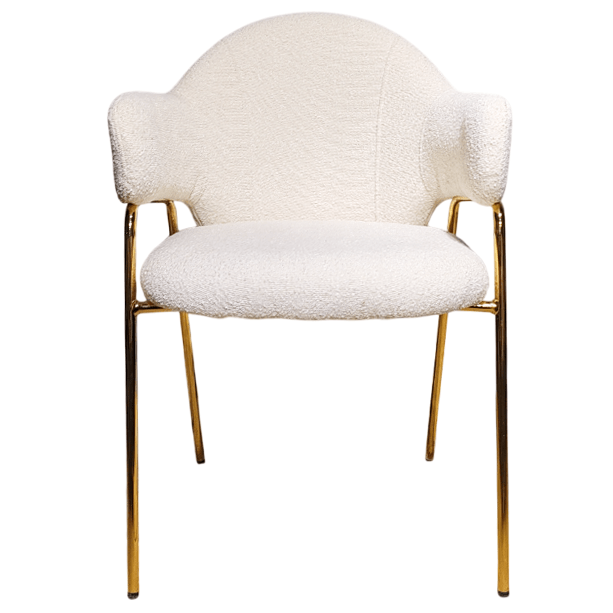 Scaun bucatarie, scaun bar, scaun dining, scaun tapitat, cadru metalic, perna burete, elegant, ergonomic 55 X 78 cm, alb - BUZ.RO