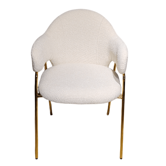 Scaun bucatarie, scaun bar, scaun dining, scaun tapitat, cadru metalic, perna burete, elegant, ergonomic 55 X 78 cm, alb - BUZ.RO