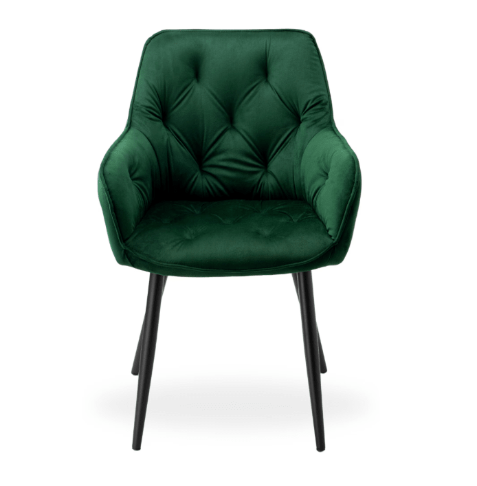 Scaun bucatarie, scaun bar, scaun dining, scaun tapitat, cadru metalic, perna burete, elegant, ergonomic, verde - BUZ.RO