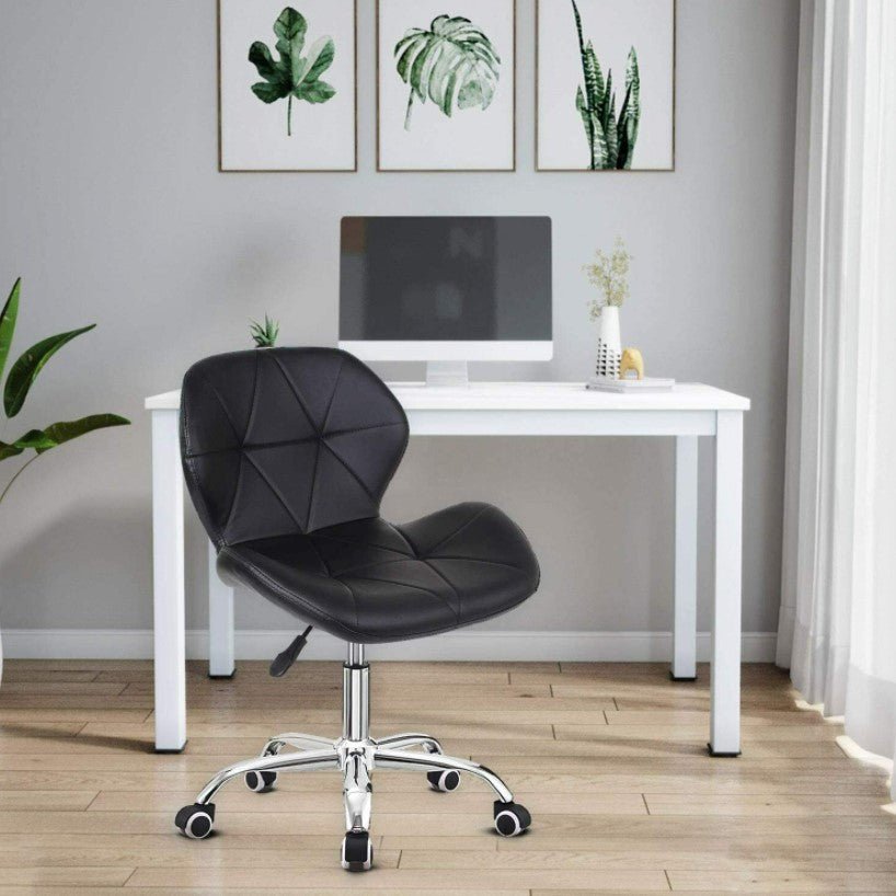 Scaun cu roti si inaltime reglabila pentru salon, cosmetica, birou, Negru/ALB - BUZ.RO