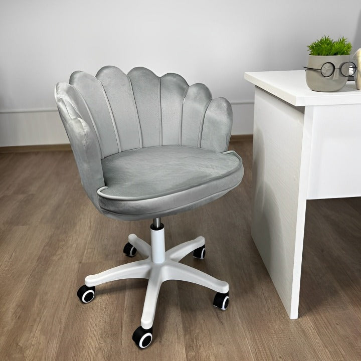 Scaun birou, modern, din catifea, elegant, ergonomic, rotativ, inaltime reglabila intre 74-84 cm, gri