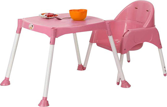 Scaun de masa bebe, multifunctional, transformabil in birou, husa detasabila, masuta, roz