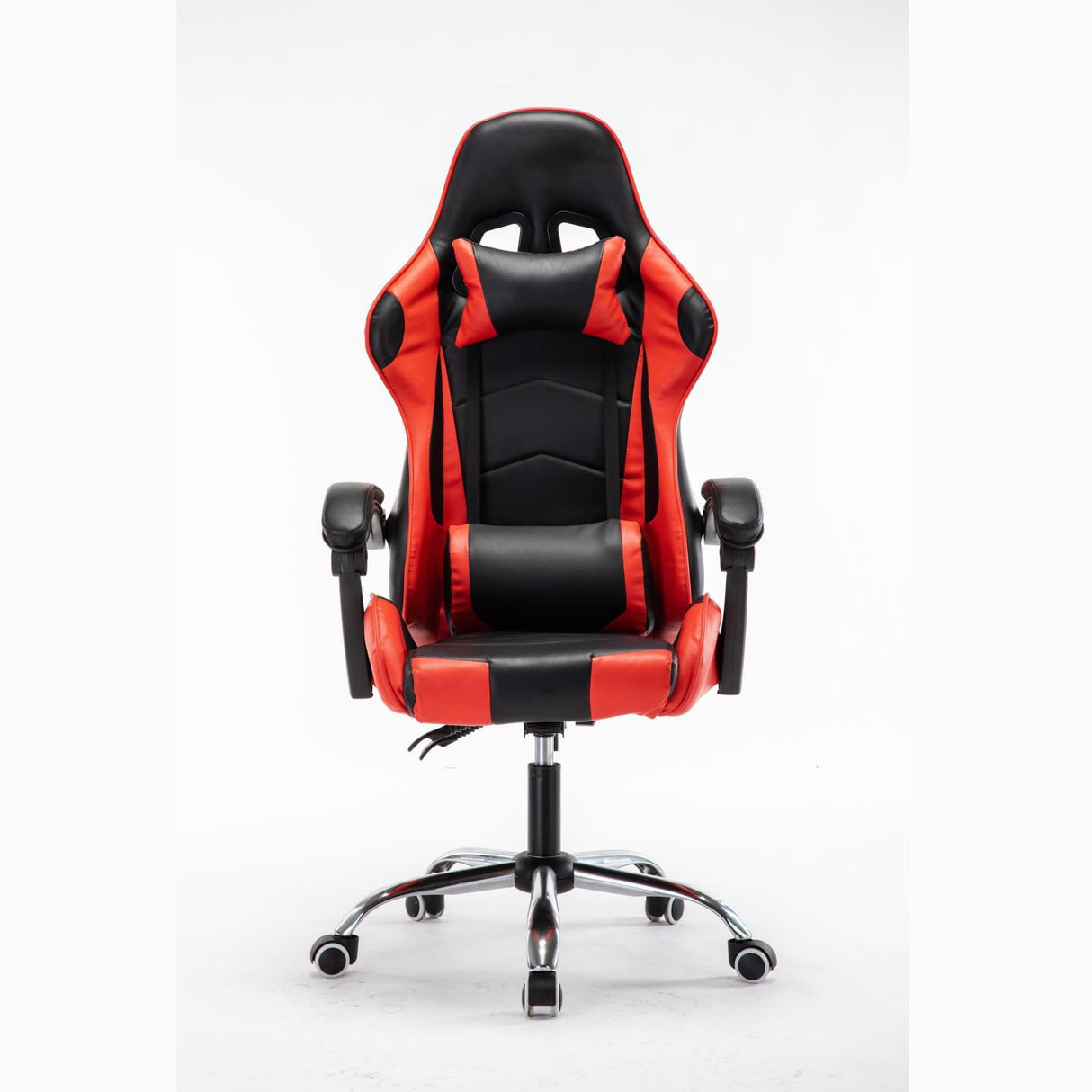 Scaun gaming profesional, ergonomic, cu cadru de otel, din piele sintetica, negru cu rosu