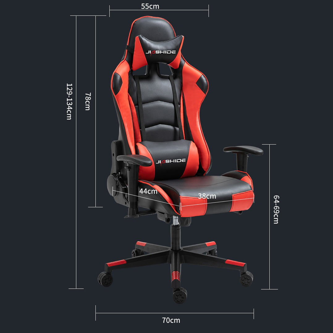 Scaun gaming profesional, ergonomic, cu cadru de otel, din piele sintetica, negru cu rosu