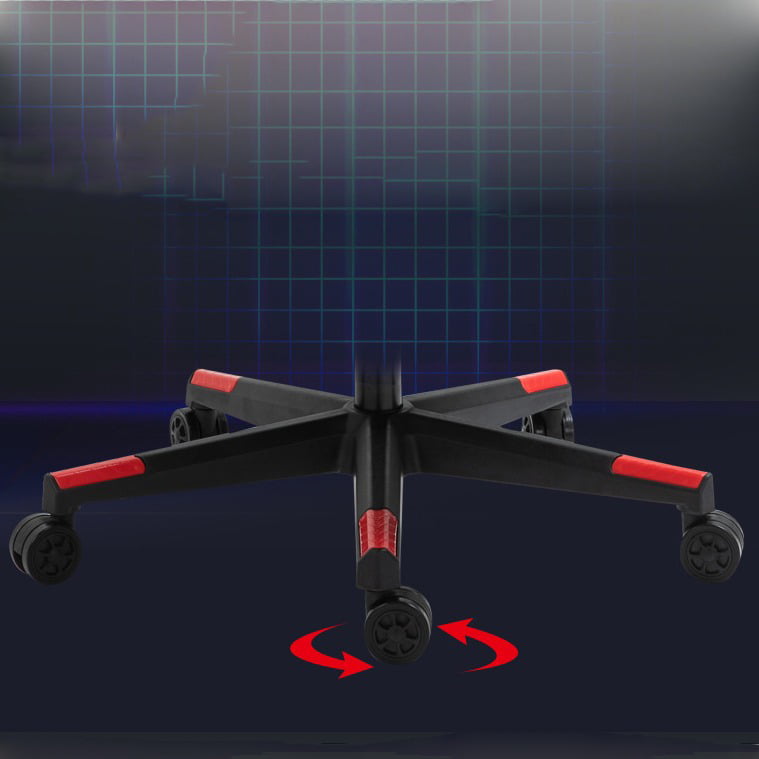 Scaun gaming profesional, ergonomic, cu cadru de otel, din piele sintetica, negru cu rosu