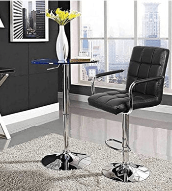 Scaun hidraulic reglabil salon/bar, picior static, alb/negru– design modern - BUZ.RO