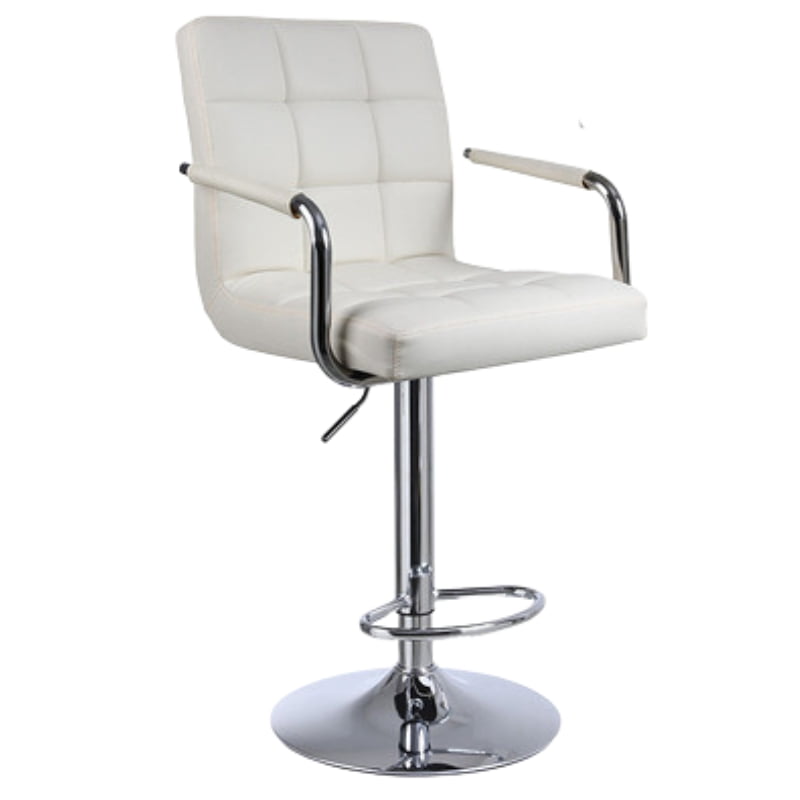 Scaun hidraulic reglabil salon/bar, picior static, alb/negru– design modern - BUZ.RO