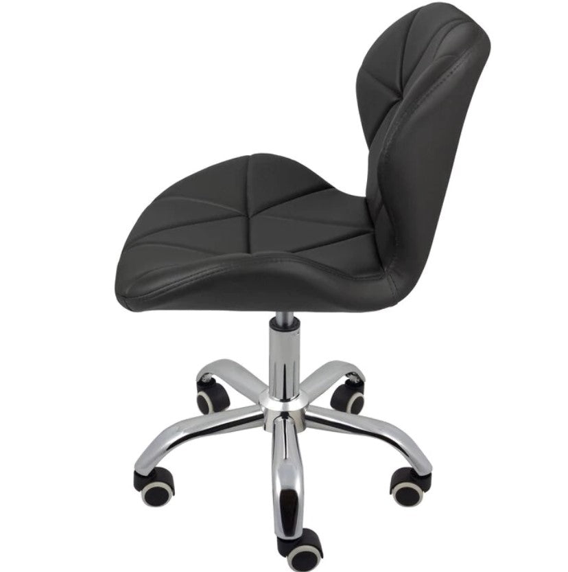 Scaun cu roti si inaltime reglabila pentru salon, cosmetica, birou, Negru/ALB