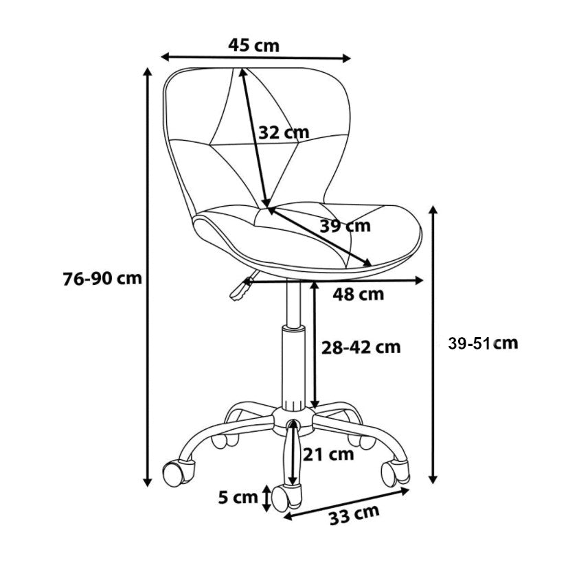Scaun cu roti si inaltime reglabila pentru salon, cosmetica, birou, Negru/ALB