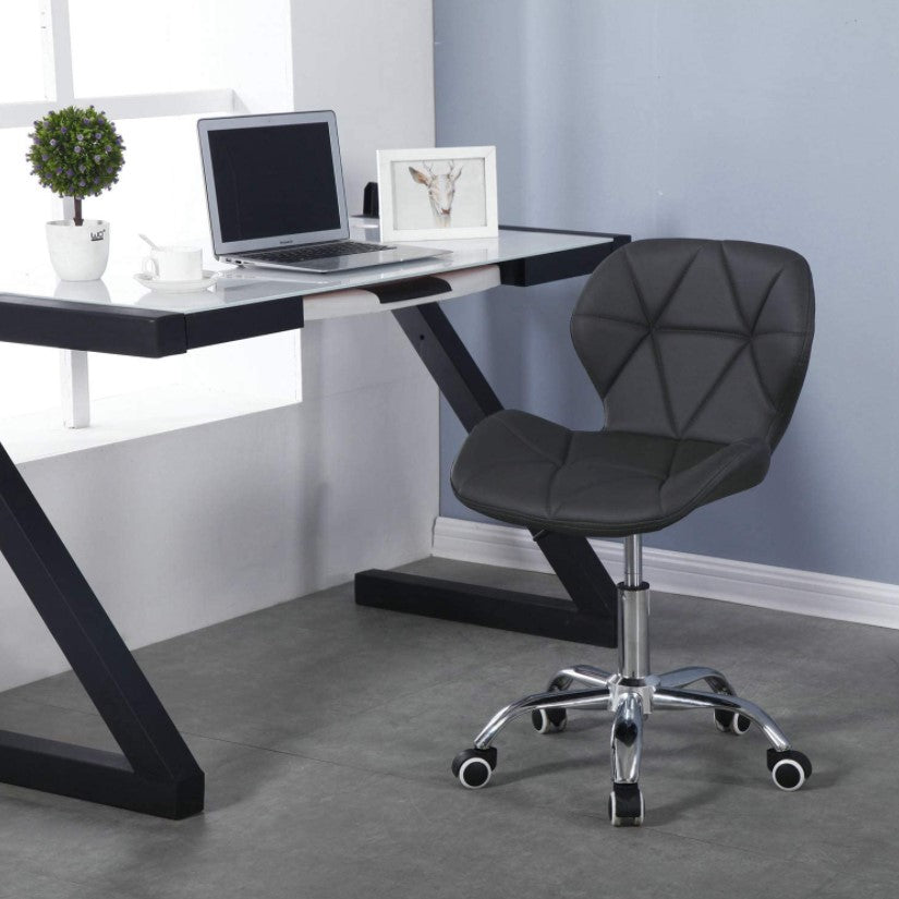 Scaun cu roti si inaltime reglabila pentru salon, cosmetica, birou, Negru/ALB