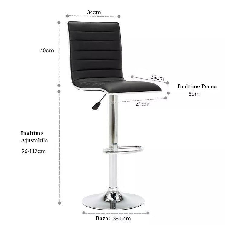 Scaun salon bar cu inaltime reglabila intre 64-84 cm, dimensiuni 116x44 cm