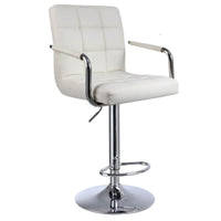 Scaun hidraulic reglabil salon/bar, picior static, alb/negru– design modern