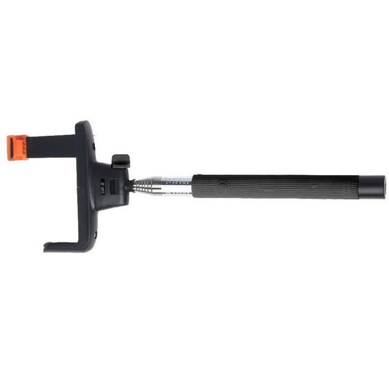 Selfie stick cu bluetooth pe maner, inclinatie reglabila, maxim 1m distanta, negru cu portocaliu, buz - BUZ.RO