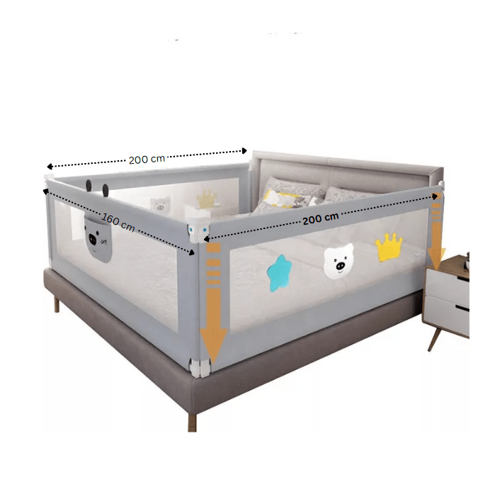 Set 3 bariere protectie culisante pentru pat, inaltime reglabila 68 - 98 cm, 160 cm 180 cm 200 cm - BUZ.RO