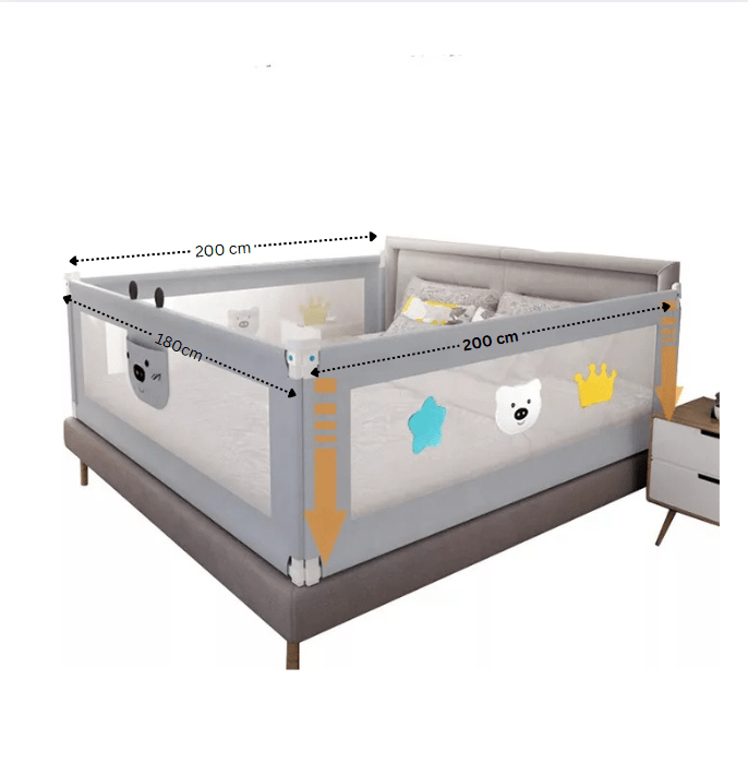 Set 3 bariere protectie culisante pentru pat, inaltime reglabila 68 - 98 cm, 160 cm 180 cm 200 cm - BUZ.RO